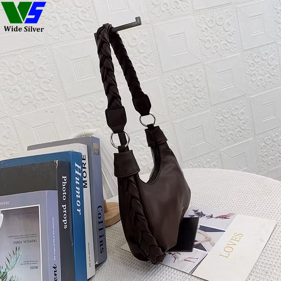 Bolsas largas de verão estilo morden prateadas para mulheres 2023 bolsas hobo de couro